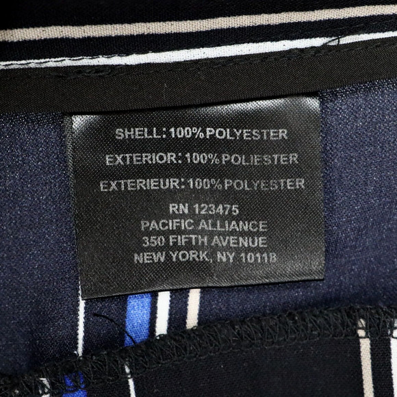 Tahari Dress Pants Womens 16 Black Blue Stripe Wide Leg Lightweight ASL - Picture 9 of 12